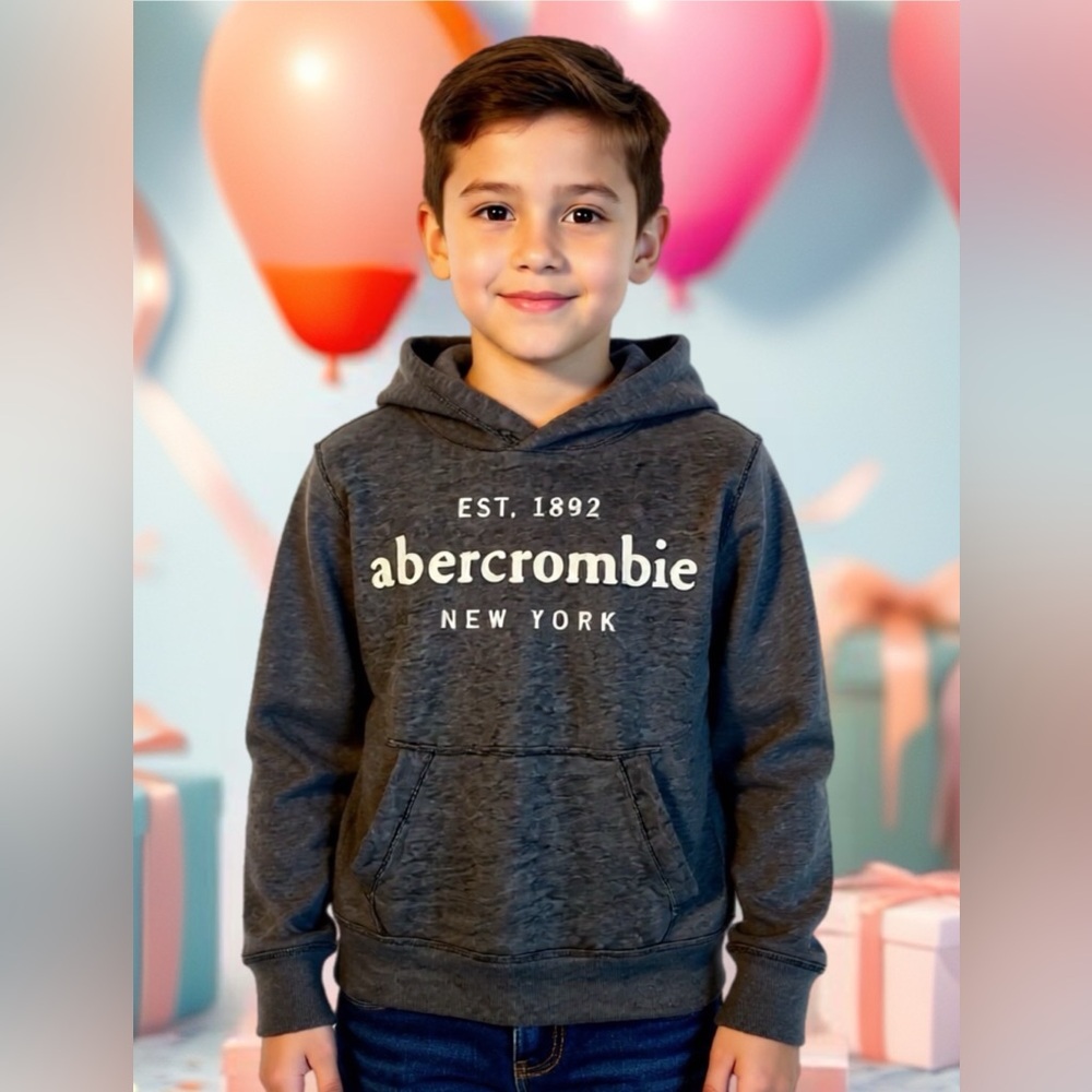 Abercrombie & Fitch Boys Dark Gray Muscle Hoodie Sweatshirt